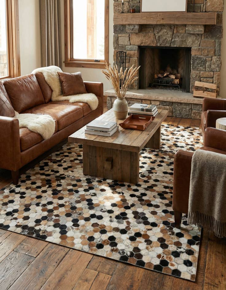 Detail image of 5' 1 x 8' Cowhide - Patchwork Rug