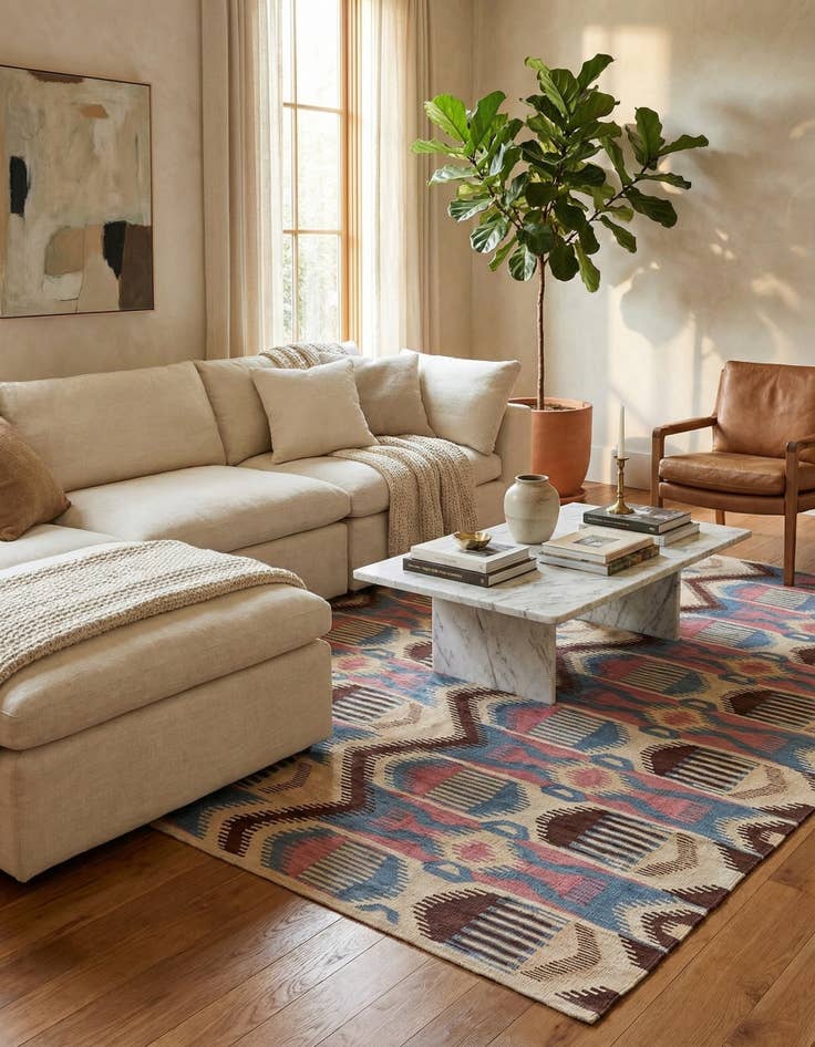 Detail image of 6' x 8' 2  Hand Woven Kilim Modern Wool Rug