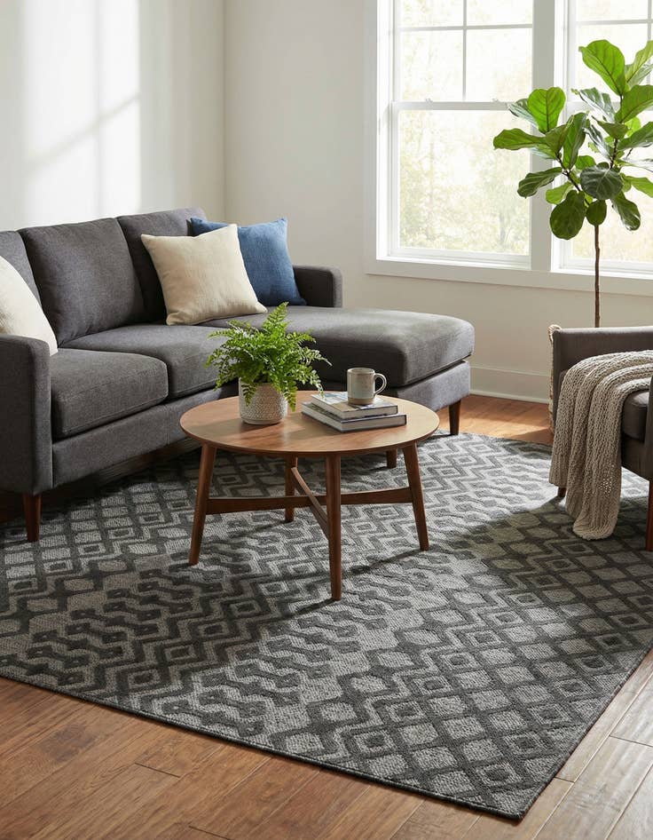 Detail image of 7' 10 x 10'  Washable Trellis Textured Indoor / Outdoor Rug