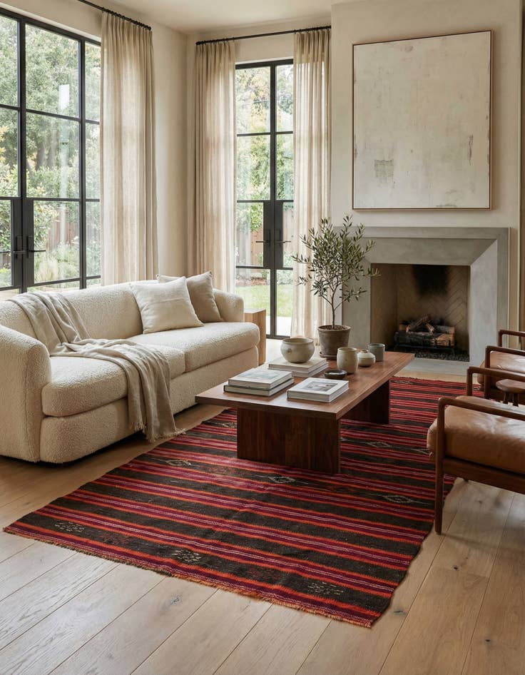 Detail image of 4' 6 x 11' 1  Hand Woven Kilim Modern Wool Runner Rug