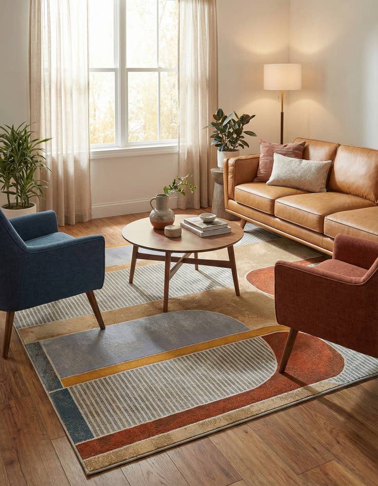 Detail image of  7' 10 x 7' 10  Washable Modern Indoor / Outdoor Square Rug