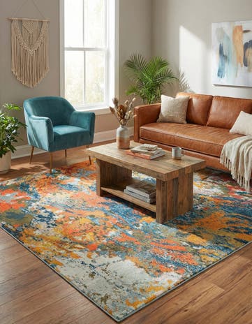 Washable Vivid Square Rug