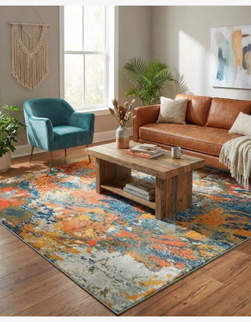Washable Vivid Square Rug