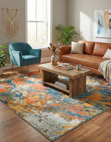 Washable Vivid Square Rug