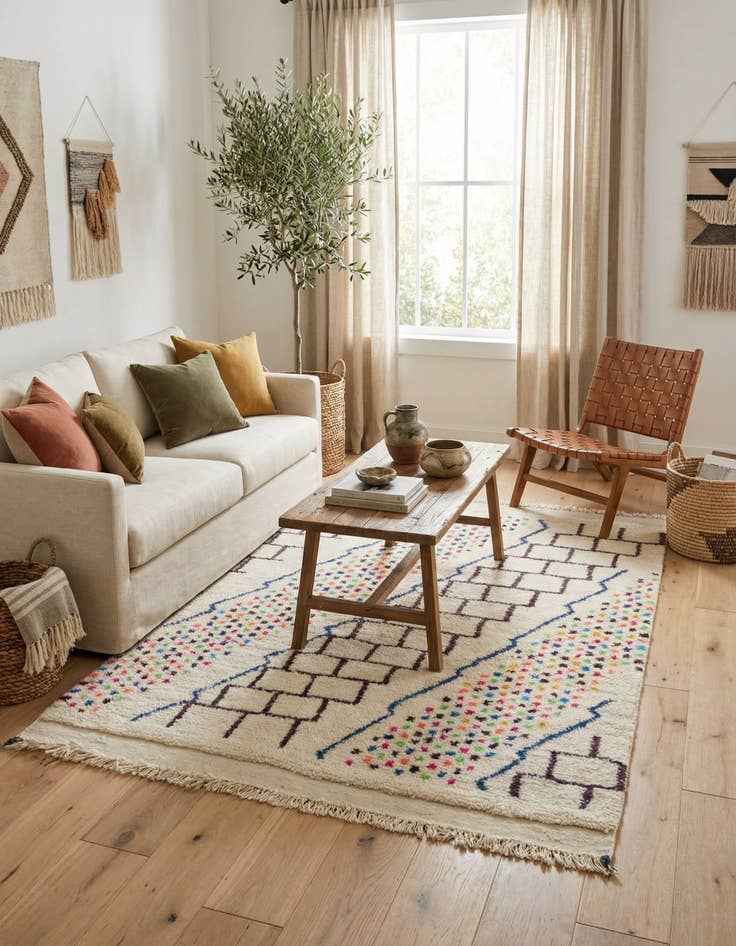 Detail image of 4' 6 x 6' 2  Hand Knotted Moroccan Wool Rug