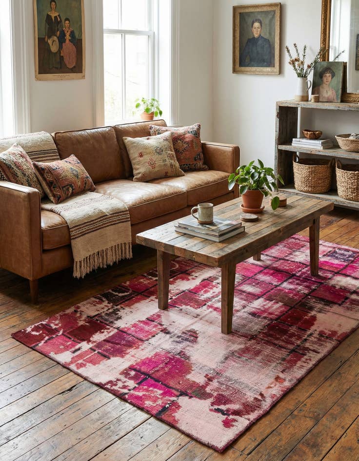 Detail image of 4' 2 x 7' 2  Hand Knotted Ultra Vintage Persian Wool Rug