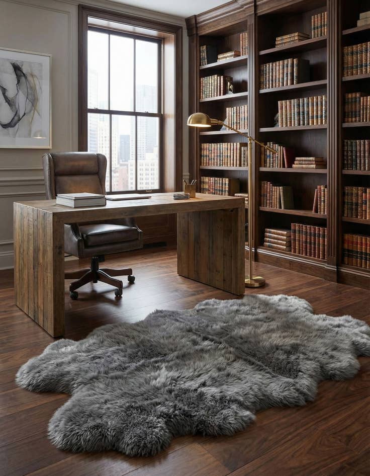 Detail image of 4' 9 x 6' Natural Sheepskin Freeform Rug