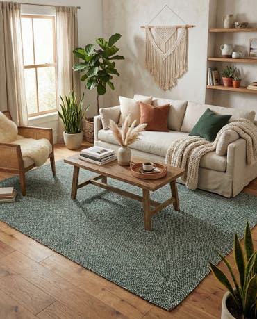  9' x 12'  Hand Tweed Braided Jute Rug