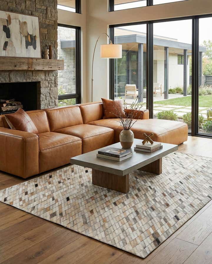 5' x 8' Cowhide Leather Rug