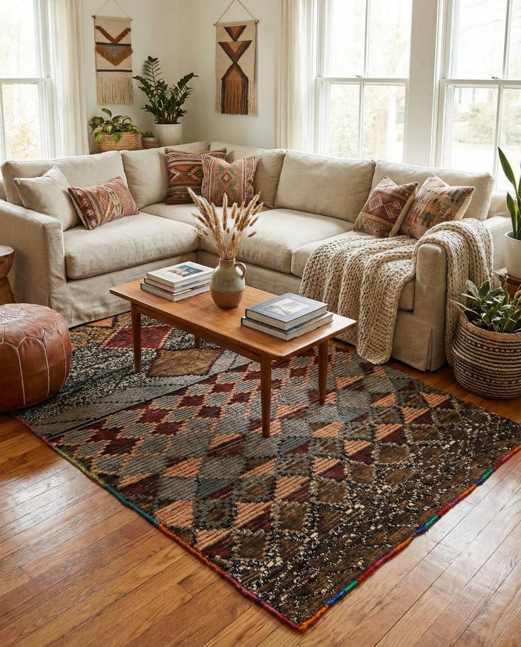 Detail image of 5' 2 x 7' 4 Hand Knotted Moroccan Wool Rug