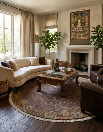 9' 8 x 9' 9 Hand Knotted Tibet Wool Round Rug