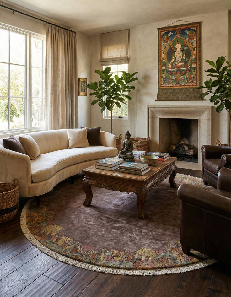 Detail image of 9' 8 x 9' 9  Hand Knotted Tibet Wool Round Rug