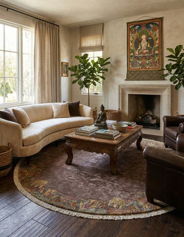 9' 8 x 9' 9 Hand Knotted Tibet Wool Round Rug