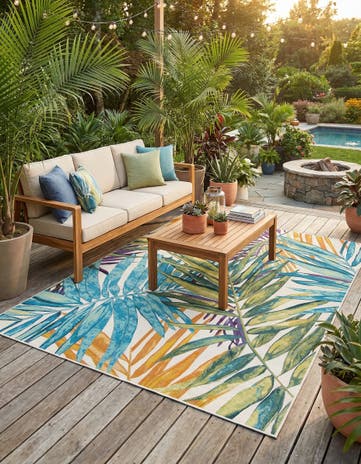 9' x 12' Easy-Clean Botanical Indoor / Outdoor Rug