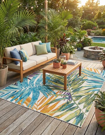 9' x 12' Easy-Clean Botanical Indoor / Outdoor Rug