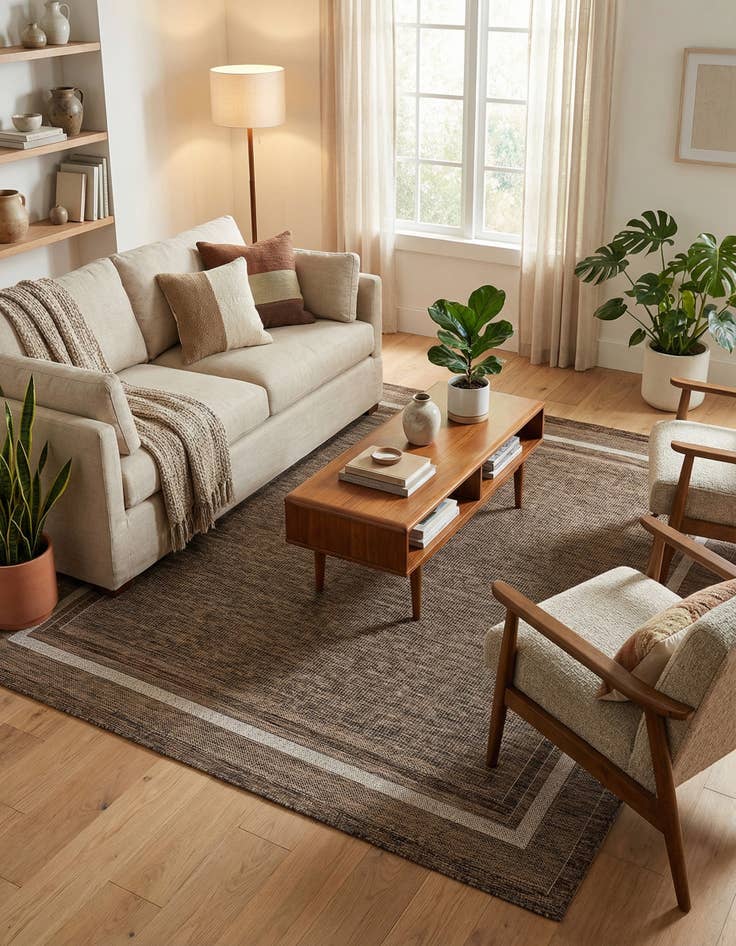 Detail image of  7' 10 x 7' 10  Washable Border Indoor / Outdoor Square Rug