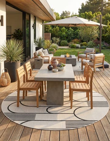 12' x 12' Easy-Clean Modern Indoor / Outdoor Round Rug