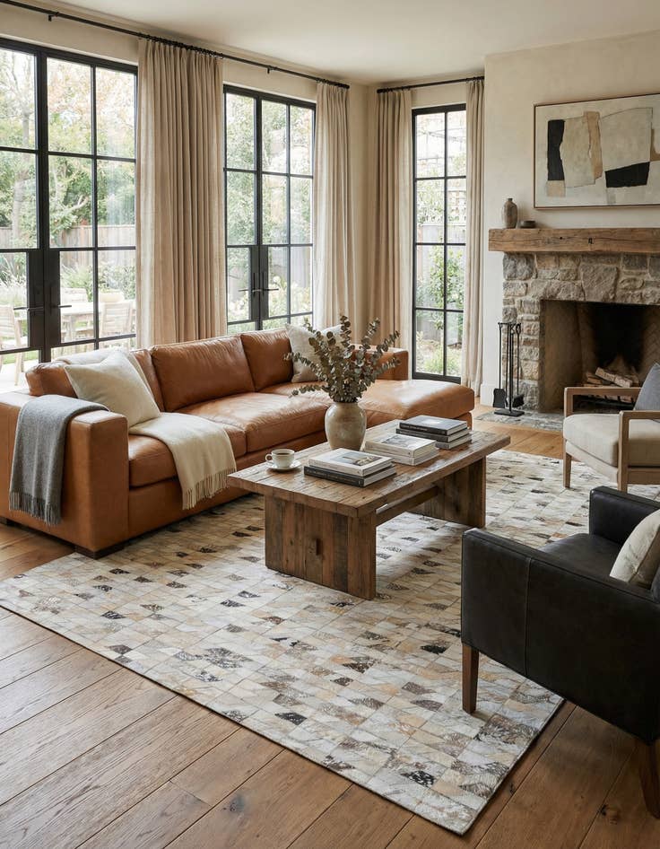 Detail image of  5' 4 x 7' 7 Cowhide Rug