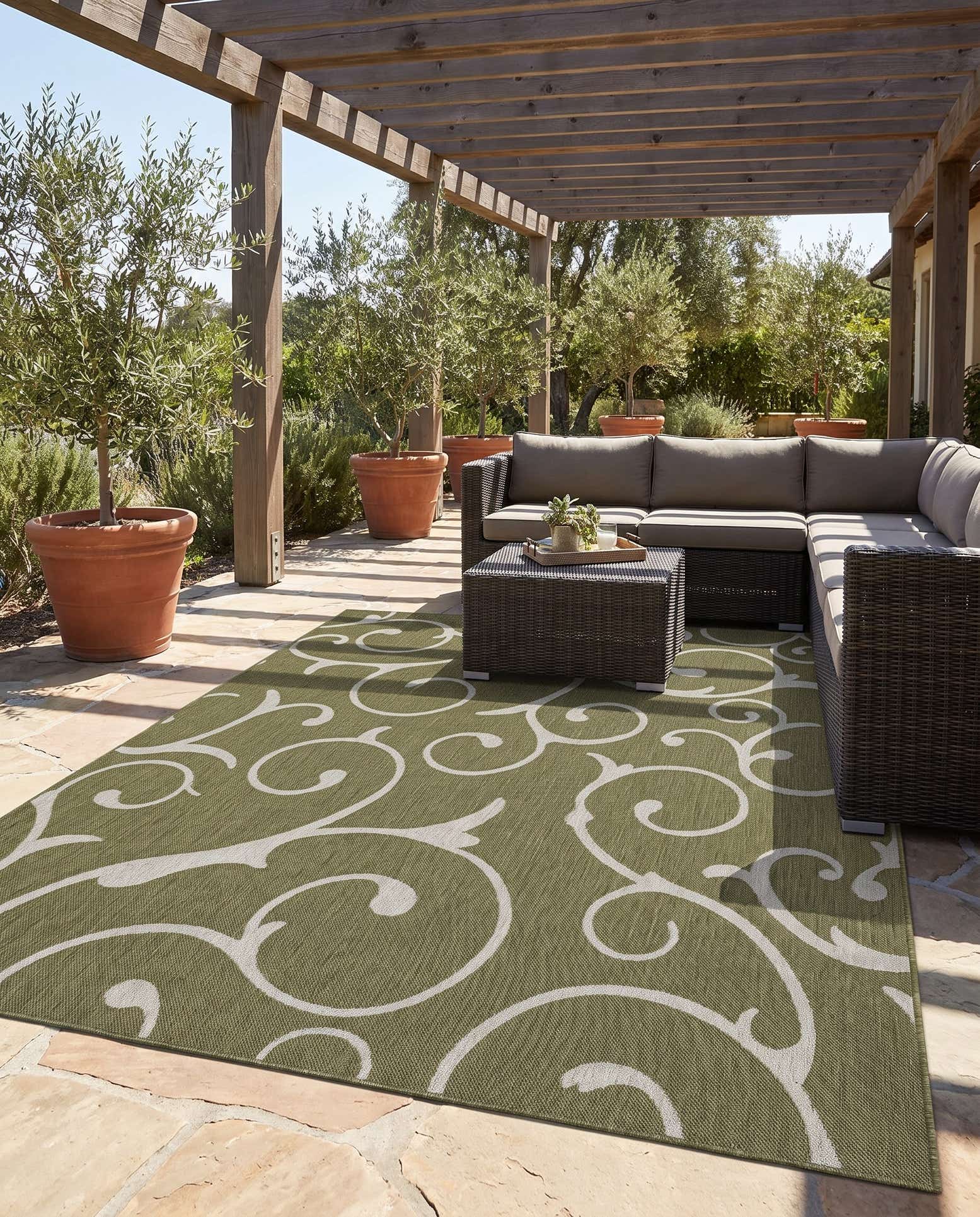 240cm x 305cm Facile à nettoyer Botanical Tapis Intérieur / Extérieur