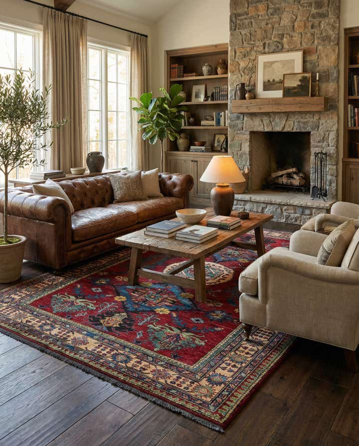 6' 9 x 9' 8 Hand Knotted Kazak Wool Rug