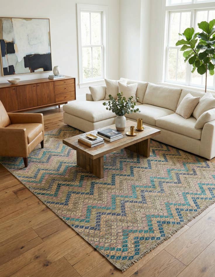 Detail image of 8' 4 x 11' 3  Hand Woven Kilim Modern Wool Rug