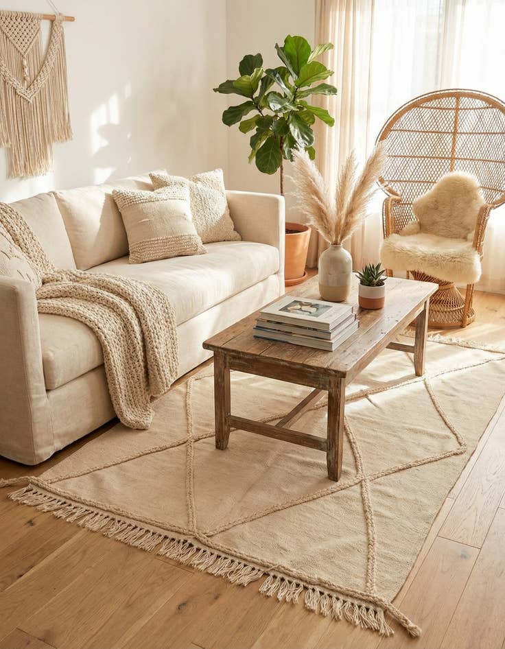 Detail image of 3' 5 x 5'  Hand Woven Moroccan Wool Rug