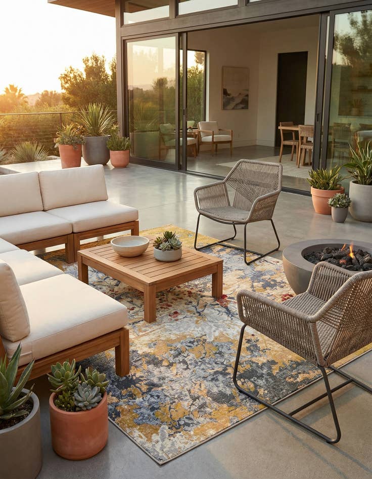 Detail image of 7' 10 x 10' Easy-Clean Modern Indoor / Outdoor Rug