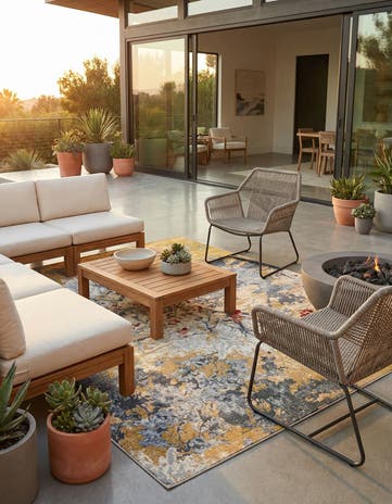 7' 10 x 10' Easy-Clean Modern Indoor / Outdoor Rug