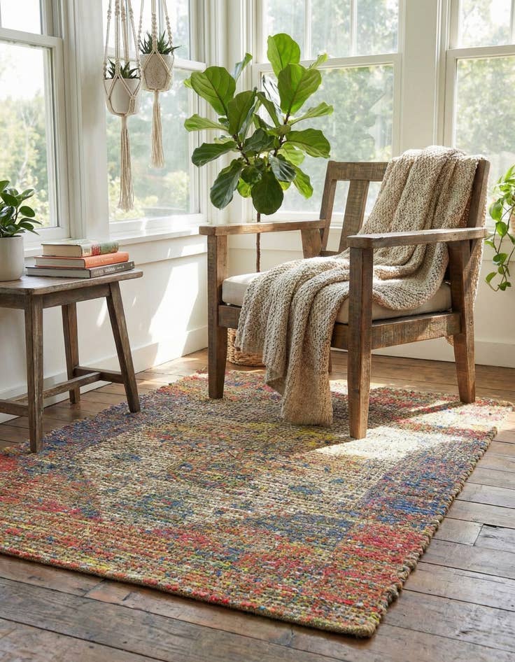 Detail image of  2' x 3' 1  Hand Woven Chenille Jute Rug