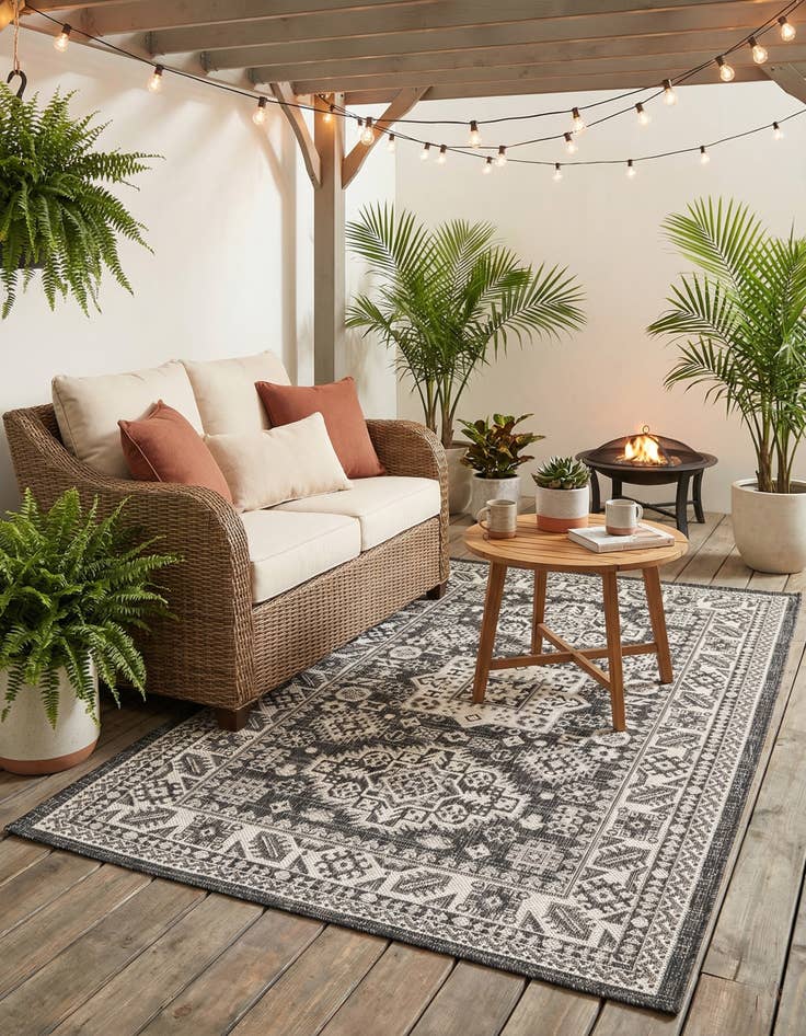 Detail image of 3' x 5' 3  Washable Aztec Indoor / Outdoor Rug