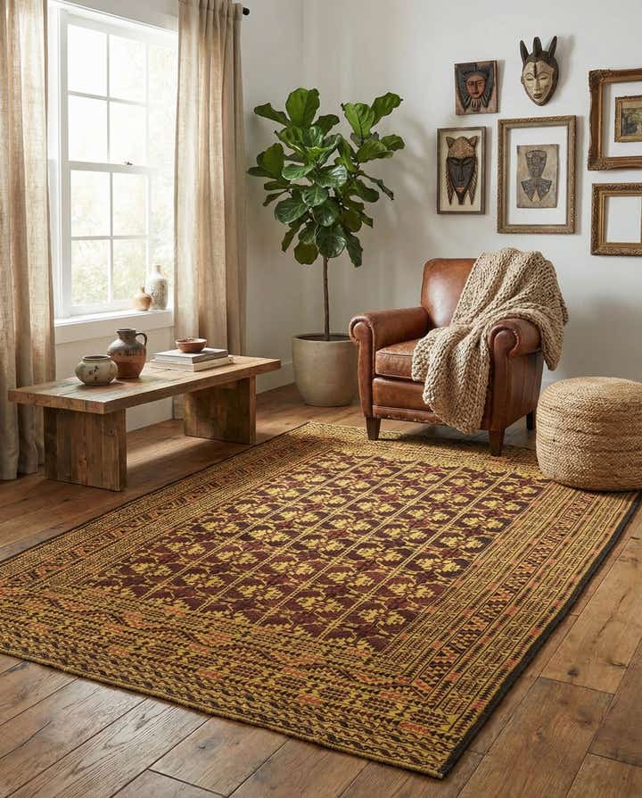 4' 2 x 6' 5 Hand Knotted Sumak Wool Rug