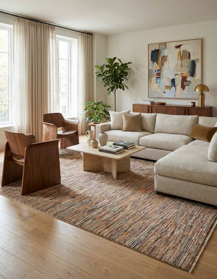 Detail image of 6' 6 x 9' 8  Hand Knotted Modern Ziegler Wool Rug