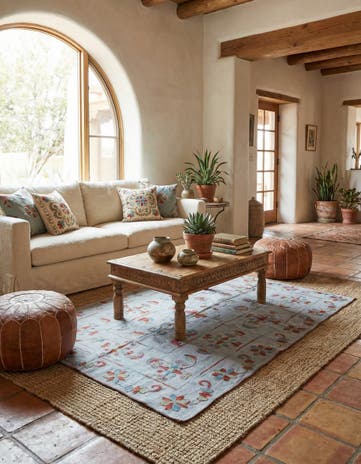5' 1 x 6' 6 Hand Woven Kilim Suzani Wool Rug