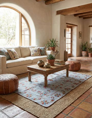 5' 1 x 6' 6 Hand Woven Kilim Suzani Wool Rug