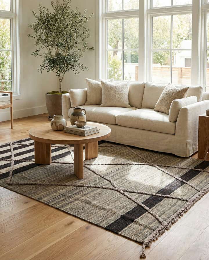 4' 3 x 6' Hand Woven Kilim Modern Wool Rug