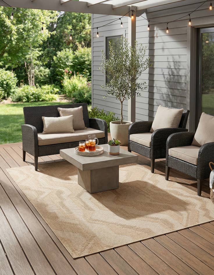 Detail image of  5' x 7' 6  Washable Modern Indoor / Outdoor Rug