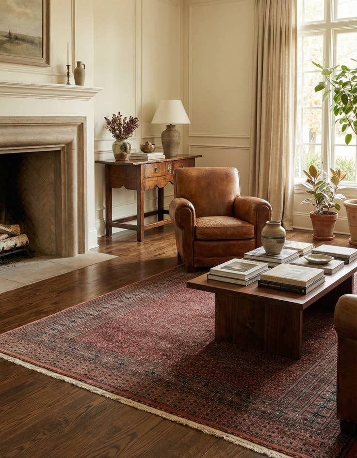 Detail image of 4' 1 x 6' 3  Hand Knotted Bokhara Oriental Wool Rug