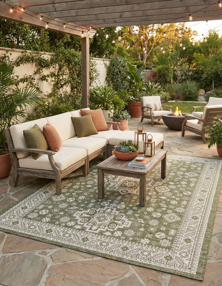 Detail image of 10' x 13'  Washable Aztec Indoor / Outdoor Rug