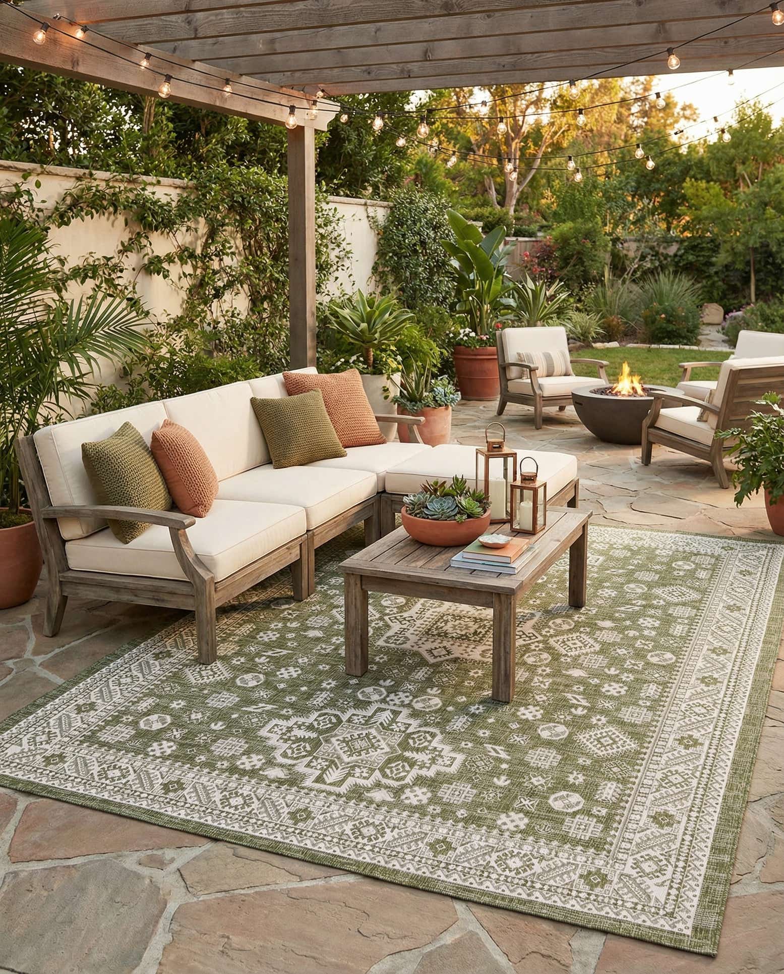 10' x 13' Easy-Clean Aztec Indoor / Outdoor Rug