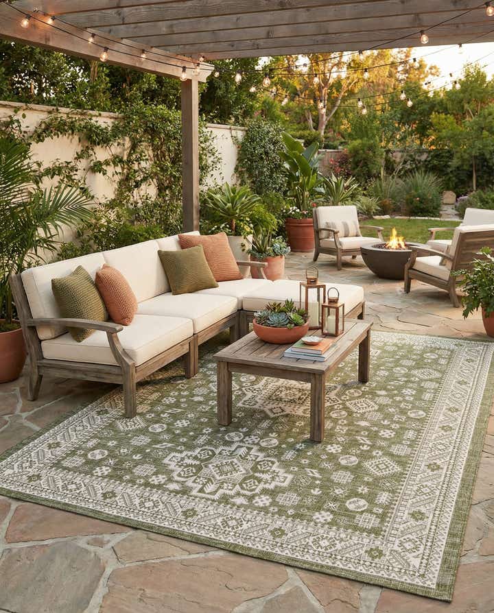 10' x 13' Easy-Clean Aztec Indoor / Outdoor Rug