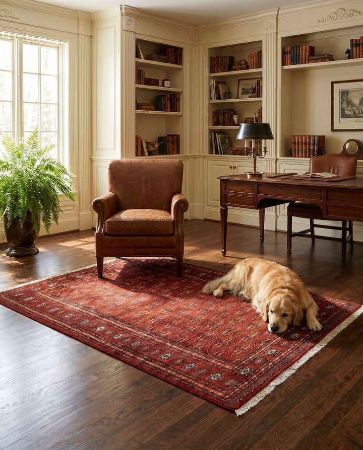4' 1 x 6' 2 Hand Knotted Bokhara Oriental Wool Rug
