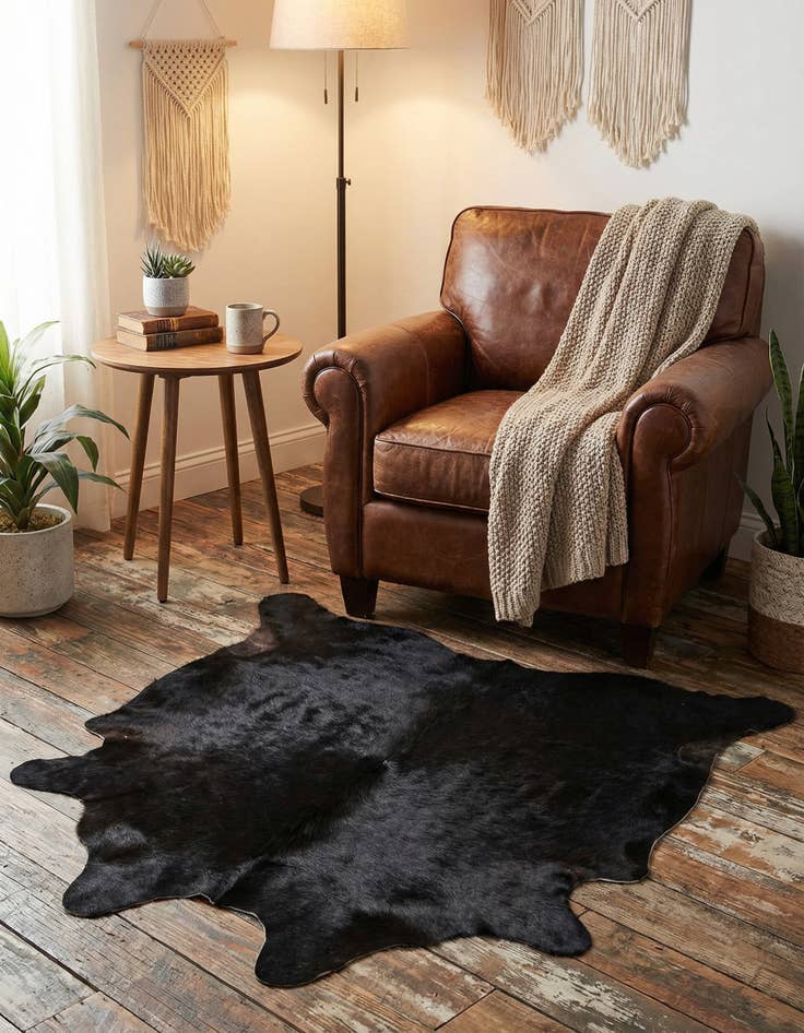 Detail image of 1' 8 x 2' 6 Cowhide Leather Rug