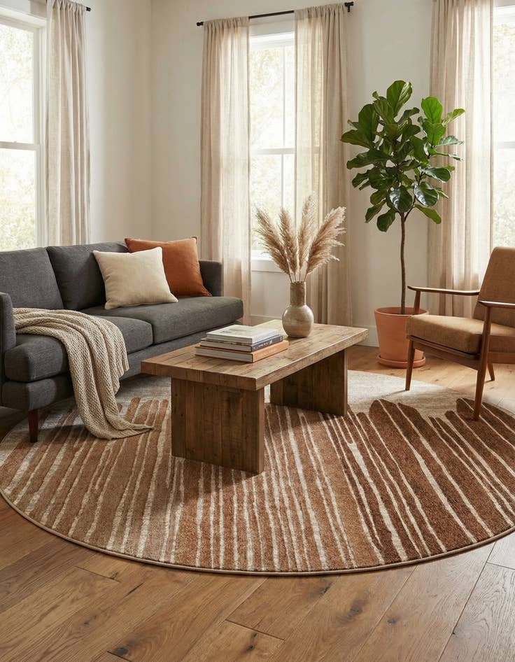 Detail image of  7' 10 x 7' 10  Washable Modern Indoor / Outdoor Round Rug