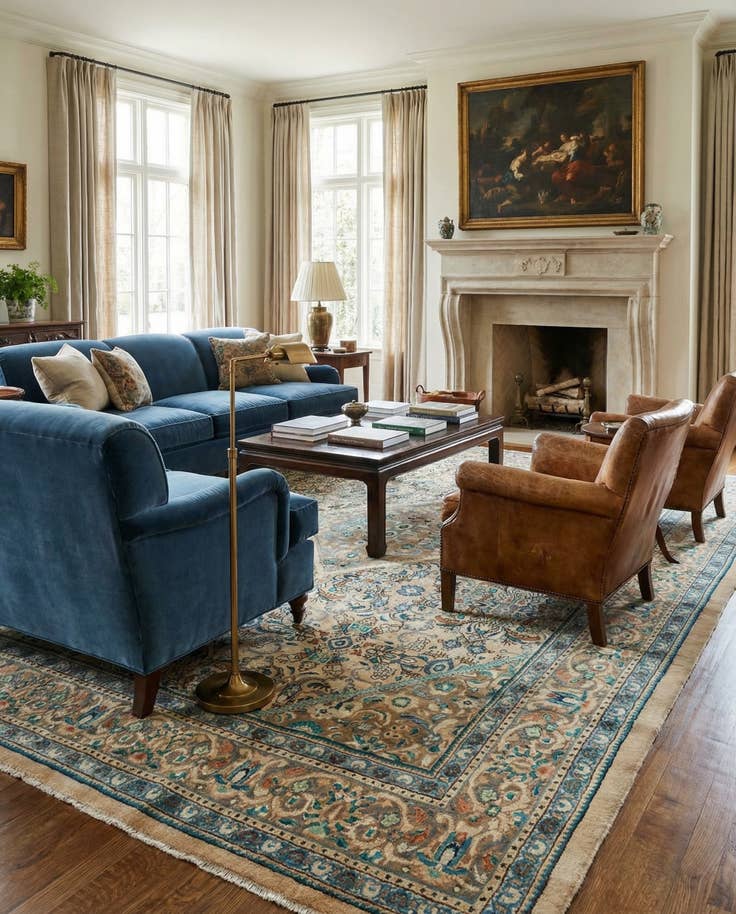 Detail image of 9' 6 x 13' Hand Knotted Mahal Persian Wool Rug