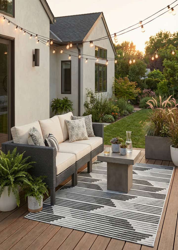 5' 3 x 8' Easy-Clean Modern Indoor / Outdoor Rug
