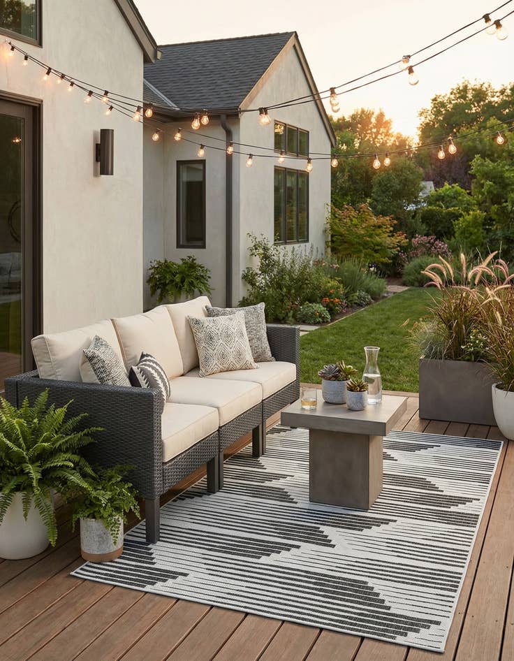 Detail image of 5' 3 x 8'  Washable Modern Indoor / Outdoor Rug