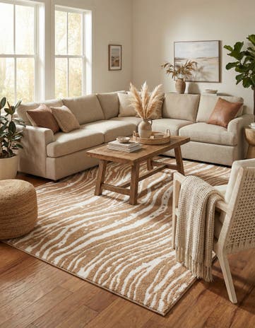 Caramel and Ivory Sepia Rug