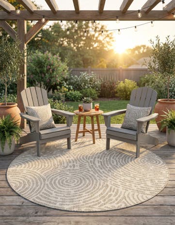 6' x 6' Easy-Clean Modern Indoor / Outdoor Round Rug