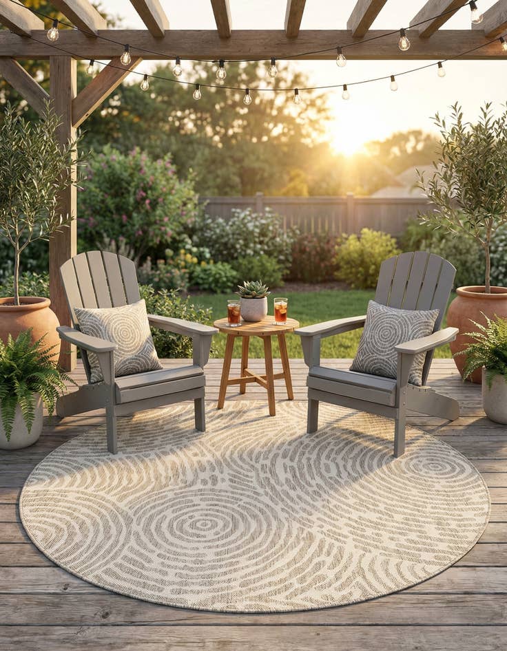 Detail image of  6' x 6'  Washable Modern Indoor / Outdoor Round Rug