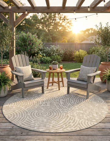 6' x 6' Easy-Clean Modern Indoor / Outdoor Round Rug